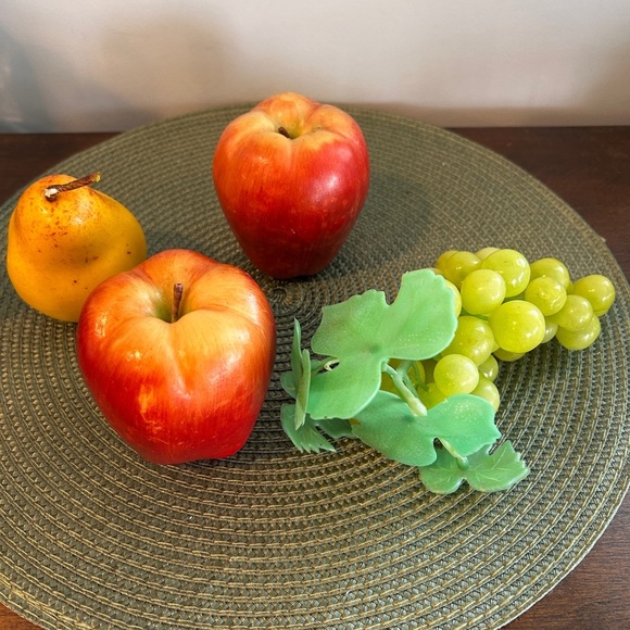 MCM Wrought Iron Footed Fruit Basket & Faux Fruits That Look Real Vintage VGUC. - Picture 6 of 10